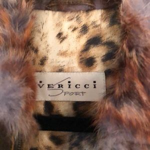 Vericci leather coat with rabbit fur